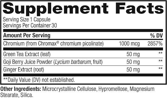 OLLY Combat Cravings, Metabolism & Energy Support Supplement,1000 mcg Chromium, Green Tea, Goji Berry, Ginger - 30 Count