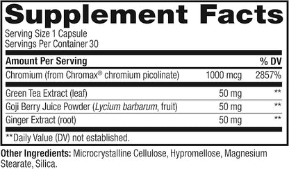 OLLY Combat Cravings, Metabolism & Energy Support Supplement,1000 mcg Chromium, Green Tea, Goji Berry, Ginger - 30 Count