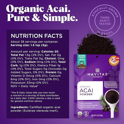 Navitas Organics Acai Powder, 4oz. Pouch, 38 Servings