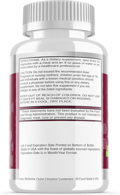 Stamiron Berberine Complex with Ceylon Cinnamon, Chromium, Turmeric, Apple Cider Vinegar, 90 Capsules
