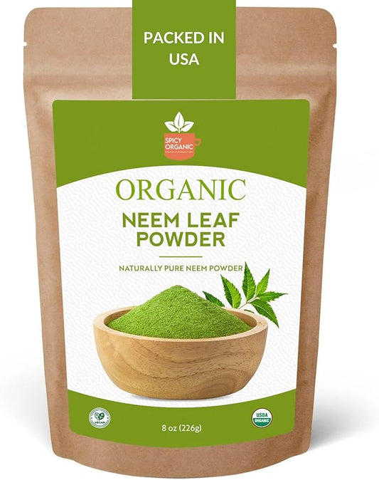 Neem Powder – 8 oz. - Certified USDA Organic -Non-GMO - Fresh Dried Neem Leaves Powder for Healthy Hair and Skin - Azadirachta Indica Ayurvedic Herb for Overall Wellbeing