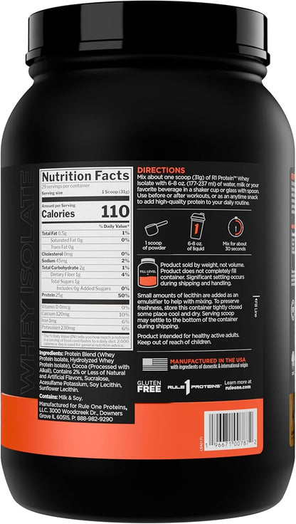 Rule 1 R1 Protein Whey Isolate - with 25g Protein & 6g BCAA Exclusively from Isolated & Hydrolyzed Sources for Workout Recovery (2 Pounds*, Café Mocha)