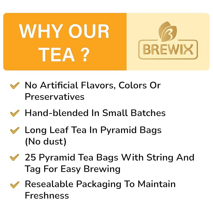 BREWIX, Royal Orange Spice Black Tea (25 Pyramid Tea Bags) | Tea with Orange and Spices | Premium Tea | Iced Tea Bags | Caffeinated And Sugar-Free