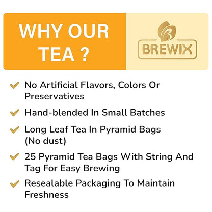 BREWIX, Royal Orange Spice Black Tea (25 Pyramid Tea Bags) | Tea with Orange and Spices | Premium Tea | Iced Tea Bags | Caffeinated And Sugar-Free
