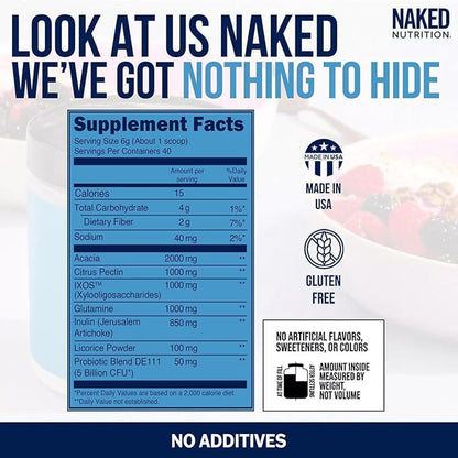 NAKED Gut - Daily Gut Health Supplement - Natural Gut Health Powder for Gut Cleanse, Digestive Support, GMO-Free, Soy-Free, Gluten-Free, Vegan and Hypoallergenic, 40 Servings