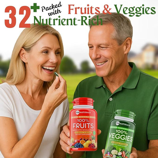 Fruit and Veggies Supplement Capsules | Fruit and Vegetables Capsules Vitamins Maintain Natural Balance,Fruits and Vegetables Supplements Supports for Energy Levels,Non-GMO-90 Count(Pack of 6)