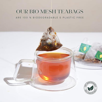 Luxmi Estates Minty Mile Organic Chamomile Mint Green Tea (25 Tea Bags) Low Caffeine Tea Bags For Relaxing, Calming, and Stress Relief, With Certified Organic Darjeeling Makaibari Green Tea