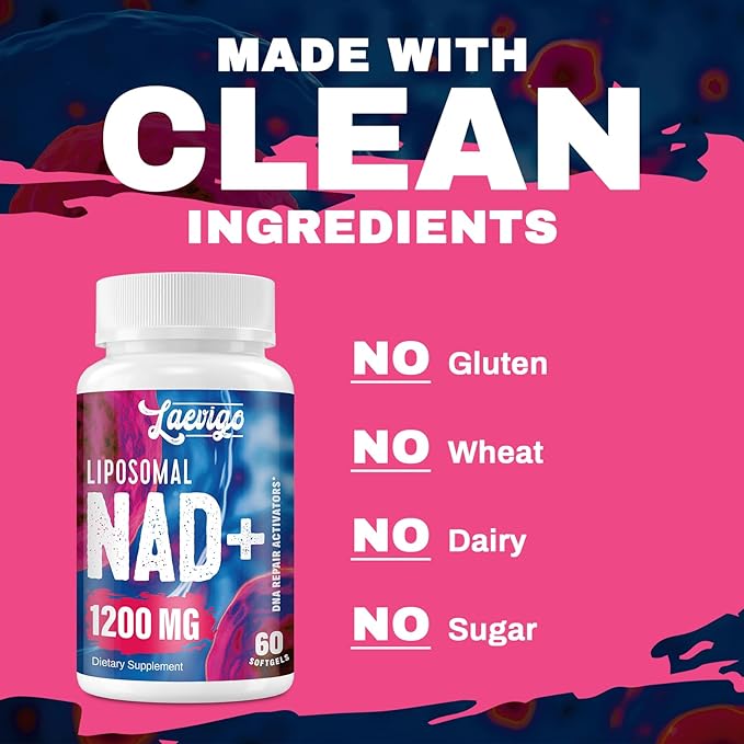 Liposomal NAD+ Supplement 1200mg High Absorption, Cellular Energy & Mitochondrial Support, NAD Plus for Longevity & Vitality, Anti-Aging Formula, 120 Softgels