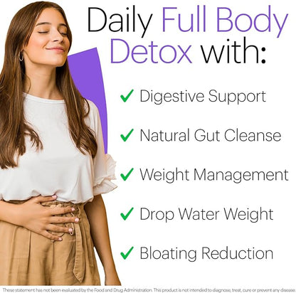 Wellthy Full Body Detox and Immune Support - Advanced Digestive Health, Gut Cleanse and Bloating Relief - All Natural Formula with Milk Thistle, Dandelion Extract and L-Carnitine | 30-Day Supply