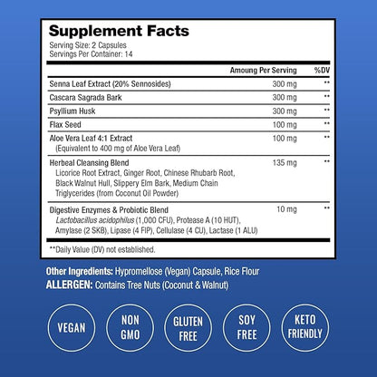 NutraChamps Colon Cleanse & Detox for Weight Loss [14 Day Quick Cleanser] Safe & Effective Formula with Probiotic & Digestive Enzymes for Constipation Relief