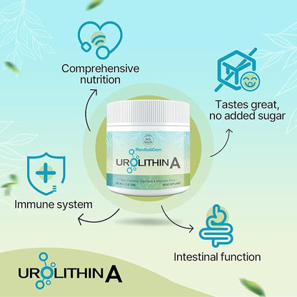Urolithin A 2000mg Powder Supplement with Superfoods, Adaptogen Blend & Prebiotics – 4.23 OZ