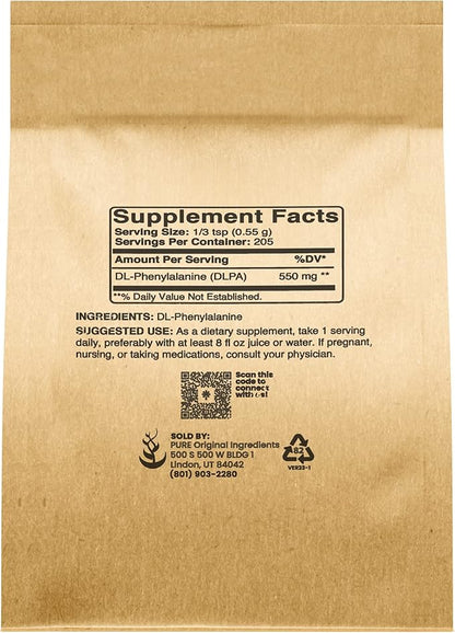 Pure Original Ingredients DL-Phenylalanine Powder (4 oz) Always Pure, No Fillers or Additives