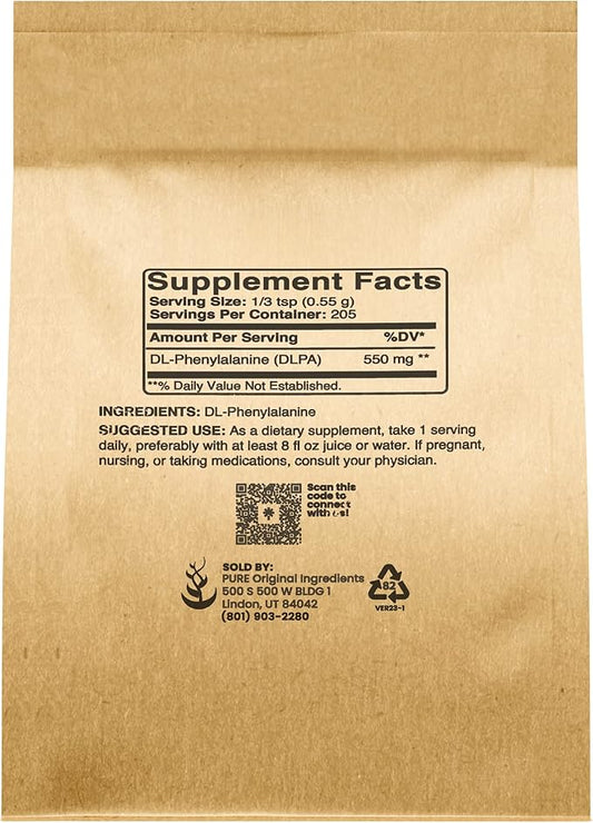 Pure Original Ingredients DL-Phenylalanine Powder (4 oz) Always Pure, No Fillers or Additives