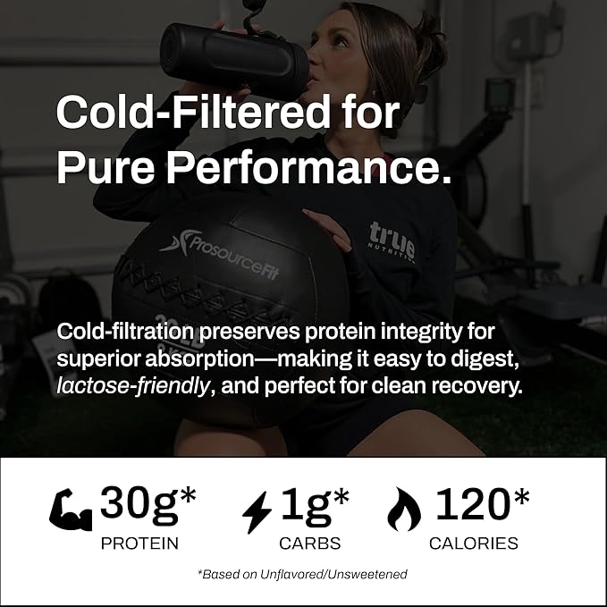 True Nutrition Whey Protein Isolate Cold-Filtration - 100% Whey Protein Powder - 27g Protein per Serving - Mixes Easily and Tastes Great - Third Party Tested - Chocolate Fudge Brownie - 2lb