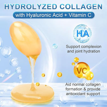 Multi Collagen Peptides for Women & Men, Hydrolyzed Collagen Peptides-Type I, II, III, V, X - with Hyaluronic Acid,Vitamin C,Biotin,Supports Skin Hair Nail, Non-GMO,560 Softgels