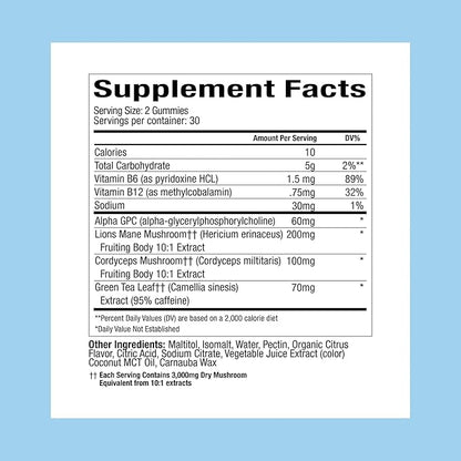 Plant People WonderFocus Mushroom Gummies with Lion’s Mane & Cordyceps - Nootropic Brain Supplement Boosts Memory, Focus, Energy & Mood in Adults | No Sugar, 100% Vegan, Citrus Flavor, 60 Count