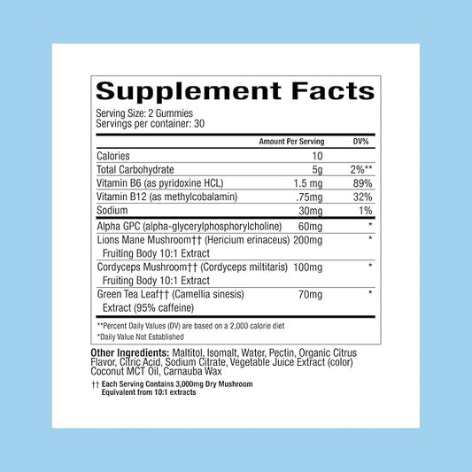 Plant People WonderFocus Mushroom Gummies with Lion’s Mane & Cordyceps - Nootropic Brain Supplement Boosts Memory, Focus, Energy & Mood in Adults | No Sugar, 100% Vegan, Citrus Flavor, 60 Count
