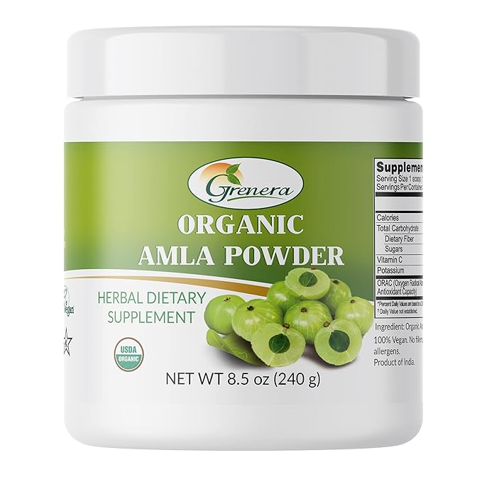 Organic Amla Powder (Amalaki / Indian Gooseberry) - 8.5 Ounce - Rich in Vitamin C, USDA Organic, Lab Tested