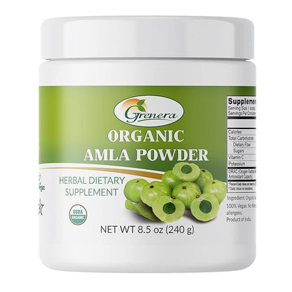 Organic Amla Powder (Amalaki / Indian Gooseberry) - 8.5 Ounce - Rich in Vitamin C, USDA Organic, Lab Tested