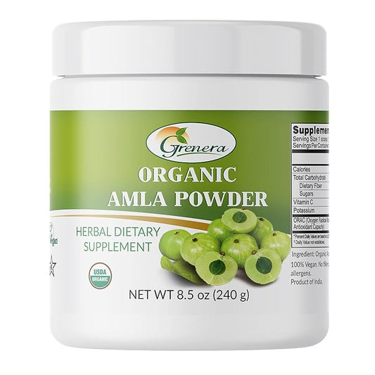 Organic Amla Powder (Amalaki / Indian Gooseberry) - 8.5 Ounce - Rich in Vitamin C, USDA Organic, Lab Tested