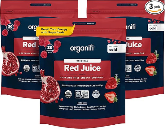 Organifi Red Juice - Energy Powder Reduces Afternoon Crashes and Boosts Digestion and Immune System, 90 Servings