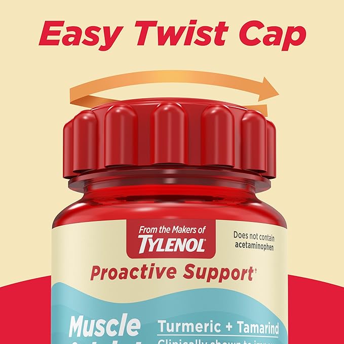 Tylenol Proactive Support* Muscle & Joint Supplements + Stress, Drug Free, Tamarind + Turmeric Supplement + Sceletium Extract to Improve Joint Comfort & Flexibility*, 30 ct