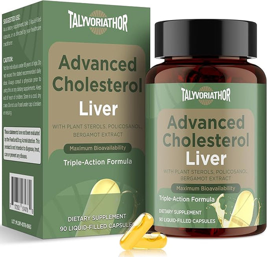 Advanced Cholesterol Supplements | Liquid-Filled Capsules for Better Absorption | Plant Sterols, Policosanol, Bergamot Extract | Triple-Action Formula,90 Capsules