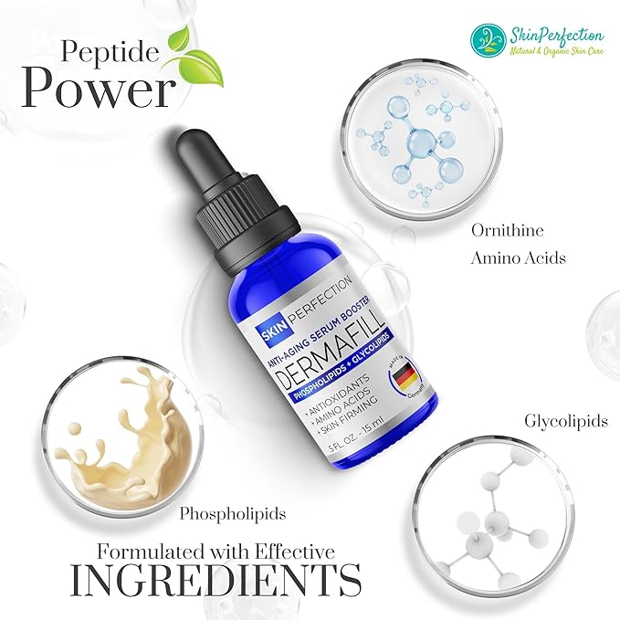 Skin Perfection Adipofill Wrinkle Filler - Anti Aging Serum with Patented L-ornithine Amino Acid for Plump Up Under-eye Hollowness & Nasolabial Lines - Diy Face Serum for Women Mix with Any Skincare