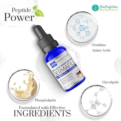 Skin Perfection Adipofill Wrinkle Filler - Anti Aging Serum with Patented L-ornithine Amino Acid for Plump Up Under-eye Hollowness & Nasolabial Lines - Diy Face Serum for Women Mix with Any Skincare