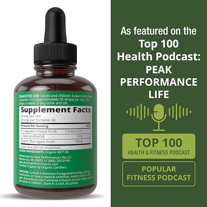 Organic Synbiotic = Prebiotics + Probiotics + Postbiotics 3-in-1 Supplement for Women, Men, & Kids. Pre, Pro, & Post Biotics Liquid Drops for Gut + Microbiome Balance. Made in USA, Vegan, Zero Sugar