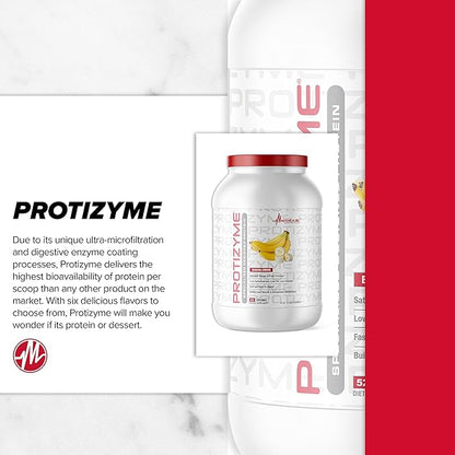 Metabolic Nutrition, Protizyme, 100% Whey Protein Powder, High Protein, Low Carb, Low Fat Whey Protein, Digestive Enzymes, 24 Essential Vitamins and Minerals, 4 Pound (52 ser)
