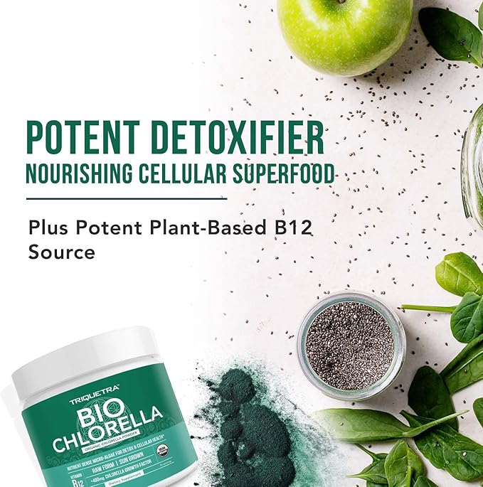 Organic Chlorella Powder – Raw & Sun-Grown – Nutrient-Dense Green Algae with CGF (Chlorella Growth Factor), Supports Overall Well-Being and Vitality – Vegan-Friendly – 75 Servings (225g)
