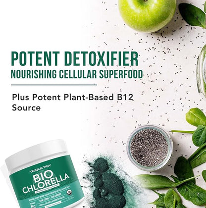 Organic Chlorella Powder – Raw & Sun-Grown – Nutrient-Dense Green Algae with CGF (Chlorella Growth Factor), Supports Overall Well-Being and Vitality – Vegan-Friendly – 75 Servings (225g)