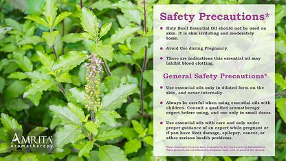 Organic Holy Basil (Tulsi) Essential Oil; 100% Pure and Undiluted Ocimum Sanctum; Premium Quality Aromatherapy Oil; Tested and Verified, Size: 10 mL (0.34 Fl. Oz.)