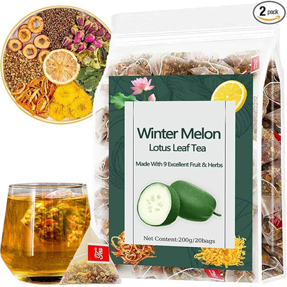 Winter Melon Lotus Leaf Tea, Oil Cleansing Tea for Liver & Kidney 20Bags/Box, Chrysanthemum Wax Gourd Lotus Leaf Herbal Teabag, 9 Ingredients Natural Blend Formula (1)