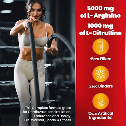Simply Natures Pure Cardio Complete with 5,000 L-Arginine, 1,000mg L-Citrulline, and Hawthorn Berry - Heart Health & Cardiovascular Support Powder Supplement and 3-in-1 Nitric Oxide Booster