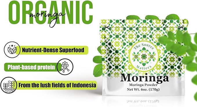 Superfood Moringa Powder – Fresh Dried Organic Moringa Leaf from Indonesia – Nutritious Greens & Complete Plant Protein – Certified USDA Organic – 170g Pouch, 42 Servings (10 Pack)