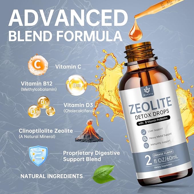 (2 Pack) Zeolite Drops for Adults and Kids – 99%+ Pure Natural Zeolite clinoptilolite, with Vitamin B, Probiotic Blend, Vegan, Non-GMO - Supports Immune Health, Supplement Energy and Attention