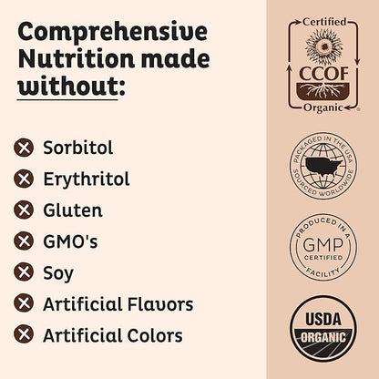 KOS Vegan Protein Powder Erythritol Free, Chocolate - Organic Pea Protein Blend, Plant Based Superfood Rich in Vitamins & Minerals - Keto, Dairy Free - Meal Replacement for Women & Men, 28 Servings