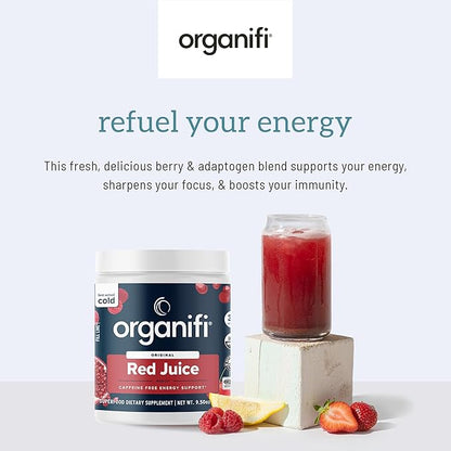 Organifi Red Juice - Energy Powder Reduces Afternoon Crashes and Boosts Digestion and Immune System, 30 Servings