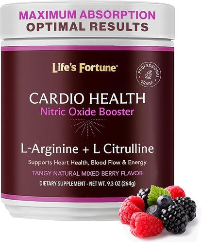 Life's Fortune 5000mg L Arginine 1000mg L Citrulline Supplement Powder, High Potency Nitric Oxide Booster, Natural Mixed Berry Flavor (20 Servings (Pack of 1)