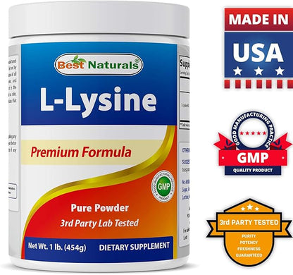Best Naturals Lysine Powder, 1 Pound - 100% Pure (1 LB (Pack of 3))