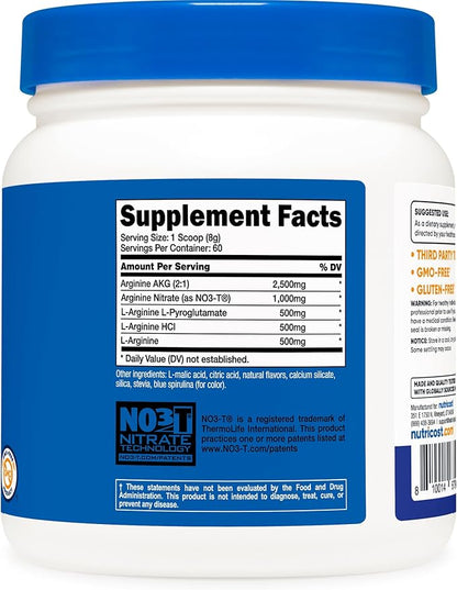 Nutricost L-Arginine Complex (Blue Raspberry, 60 Servings) - Gluten Free, Non-GMO
