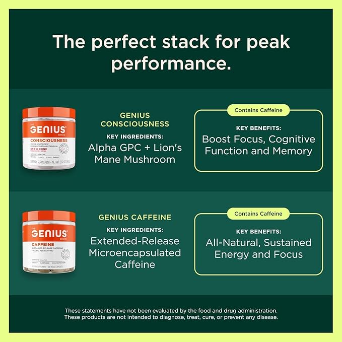 The Genius Brand Genius Mushroom - Plant-Based Supplement for Immune, Focus & Energy Support - Lion's Mane, Cordyceps & Reishi - Organic & Non-GMO - Butter Toffee - 60 Soft Chews