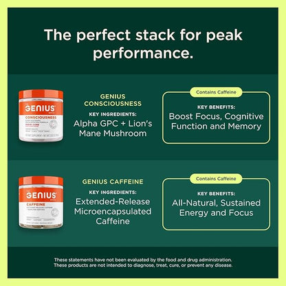 The Genius Brand Genius Mushroom - Plant-Based Supplement for Immune, Focus & Energy Support - Lion's Mane, Cordyceps & Reishi - Organic & Non-GMO - Butter Toffee - 60 Soft Chews