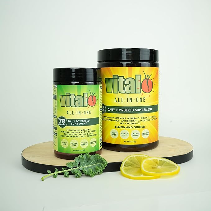 Vital All-in-One Daily Powdered Supplement - Natural Greens Superfood Powder for Energy & Health, Super Greens Powder Drink Mix with Probiotic & Antioxidant Support - 4.23 oz (120 g)