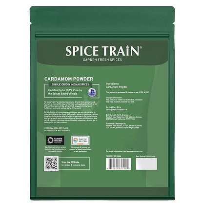 Cardamom Powder (100g/3.53oz) Gluten Free, Raw Ground Elaichi for Cooking, Smoothies, Lattes, Masala Tea, Packed in Resealable Zip Lock Pouch