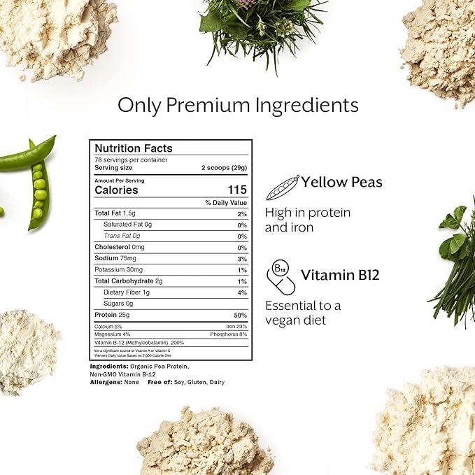 ProMix Nutrition Plant-Based Vegan Protein Powder, Unflavored - Pea Protein & Vitamin B-12 - ­Post Workout Fitness & Nutrition Shakes, Smoothies, Baking & Cooking Recipes - 5 Pound (Pack of 2)
