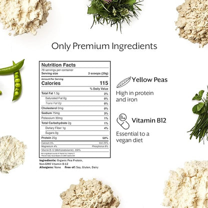 ProMix Nutrition Plant-Based Vegan Protein Powder, Unflavored - Pea Protein & Vitamin B-12 - ­Post Workout Fitness & Nutrition Shakes, Smoothies, Baking & Cooking Recipes - 5 Pound (Pack of 2)