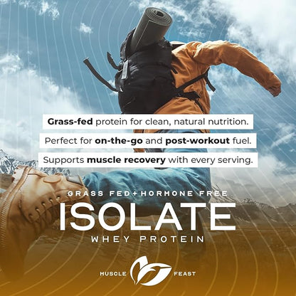 Muscle Feast Grass-Fed Whey Protein Isolate, All Natural Hormone Free Pasture Raised, Whey Isolate Protein Powder for Men and Women, Clean, Gluten-Free, Delicious Isolate Protein - Vanilla, 2lb